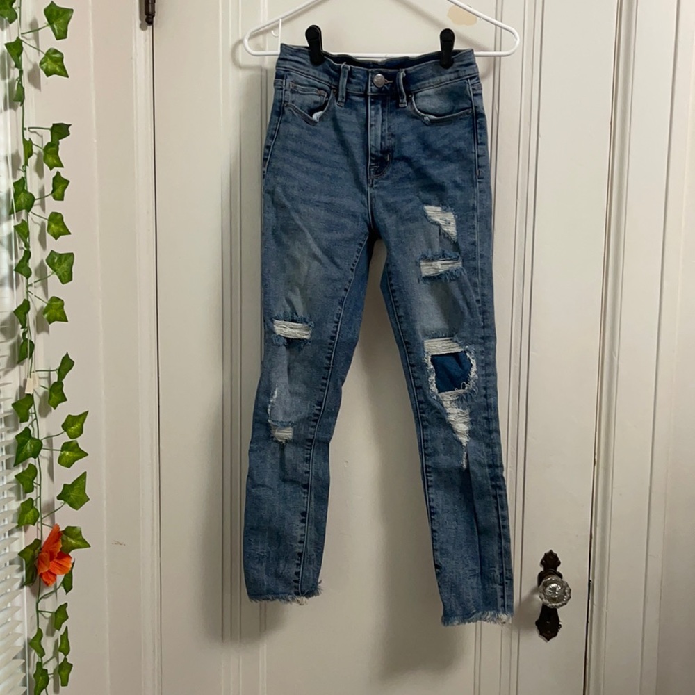 BDG dark high waisted ripped jeans